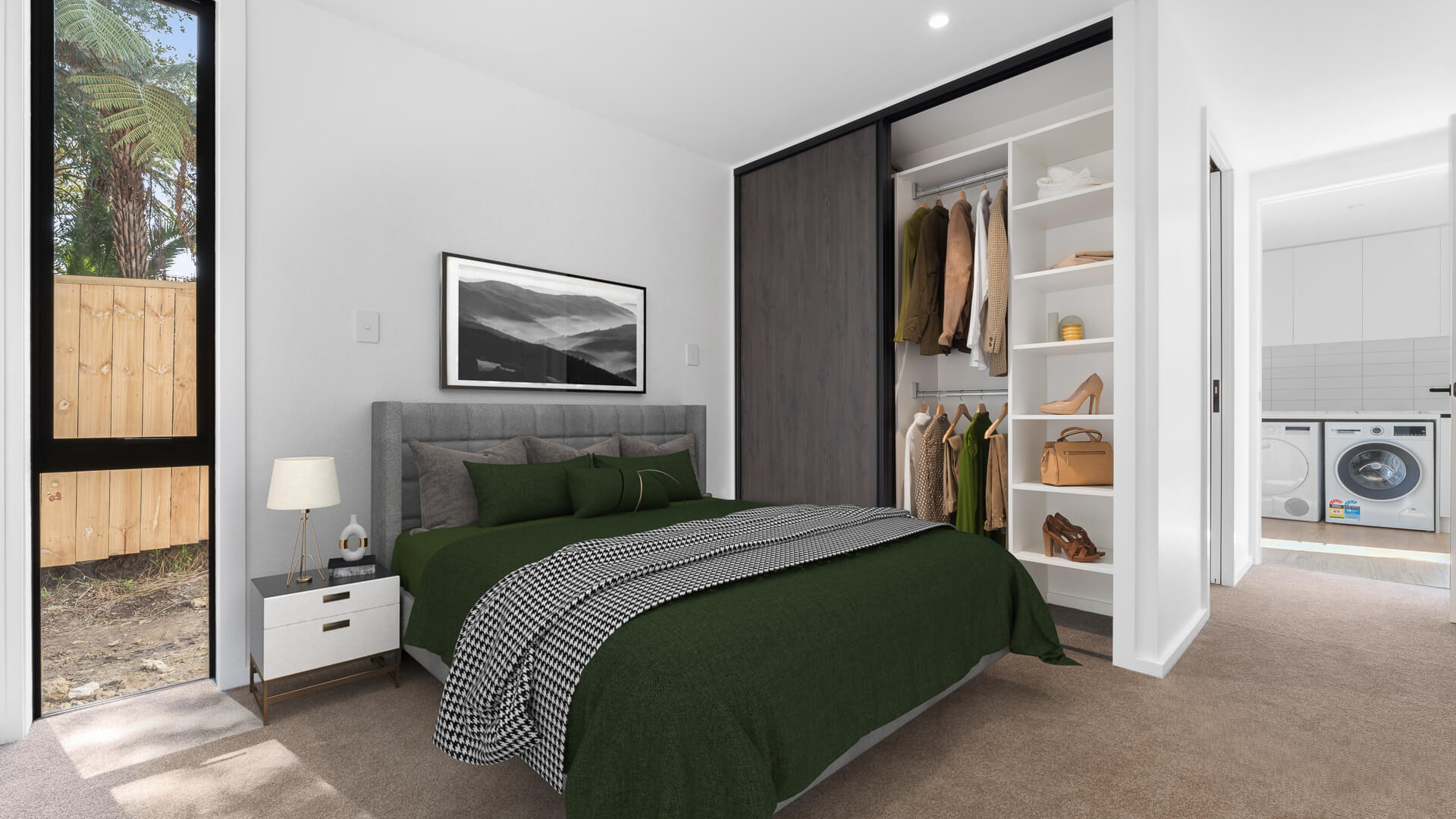 Aristo sliding wardrobe doors and Flex reach-in wardrobe organsier