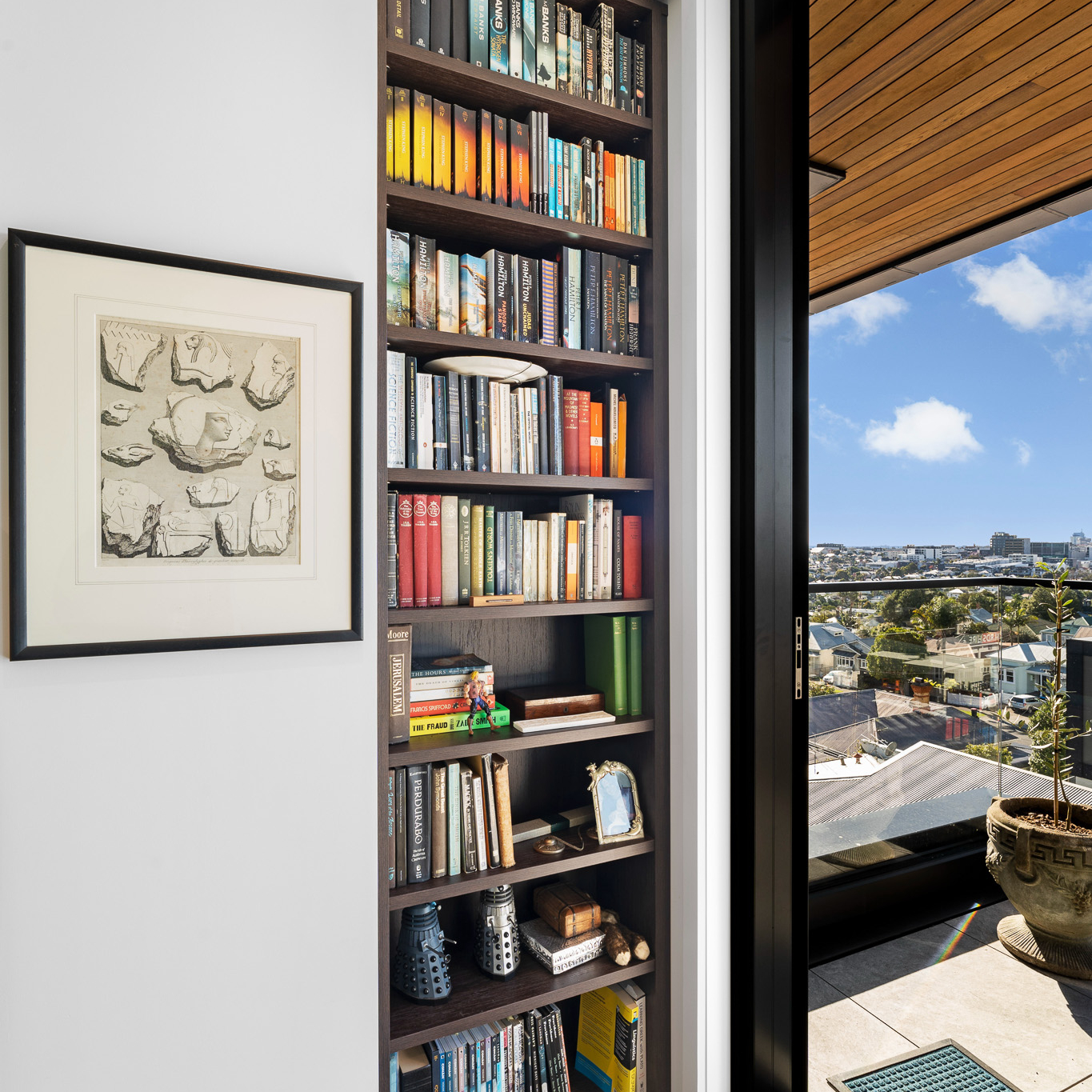 Luxe living room bookcase home storage